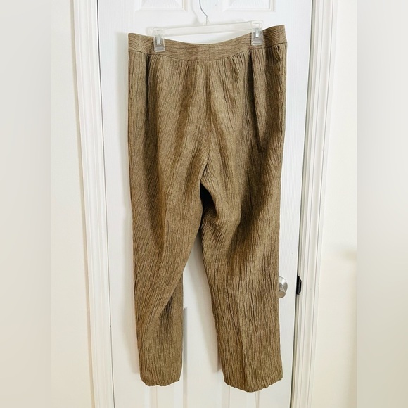 Lafayette 148 Crinkle Champagne Straight Leg Pants Size 14 - Picture 4 of 6